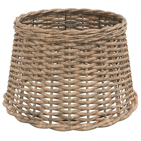 vidaXL Lampenschirm, Deckenlampenschirm für Wohnzimmer Schlafzimmer Esszimmer, Hängelampenschirm mit 1 lackierter Eisenfassung, Deckenlampe Schirm Tischlampe Schirm, Braun Korbweide