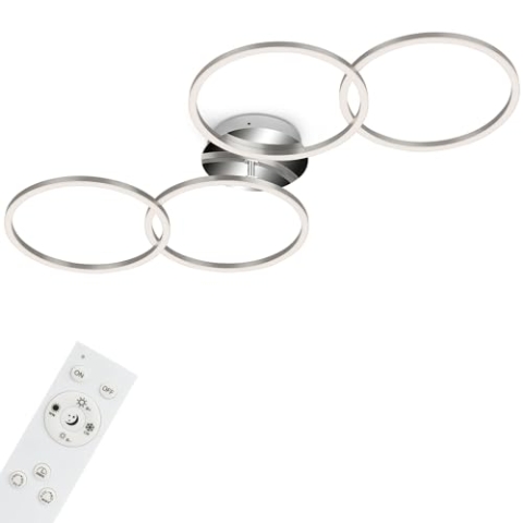 BRILONER - LED Deckenlampe mit Fernbedienung, dimmbar, einstellbar von warmweiß bis kaltweiß, LED Lampe, Deckenleuchte, Wohnzimmerlampe, Schlafzimmerlampe, Küchenlampe, 95,8x53x10 cm, Aluminiumfarbig