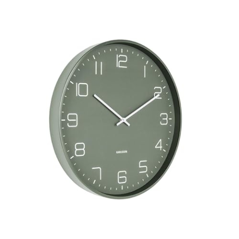 Karlsson Wanduhr Lofty - Grün - Ø40cm - Rund - Eisen - Wanduhr Modern Wohnzimmer - Wanduhren