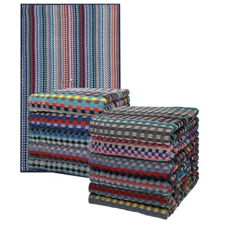 Betz 12er Set Grubentuch Arbeitshandtuch Küchentücher Geschirrtuch Handtuch 100% Baumwolle HELGOLAND Größe 50 x 90 cm Allzwecktuch karo bunt