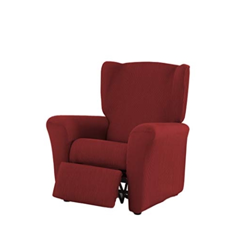Estoralis | Berta Moderner Design-Relax-Sesselbezug | Elastischer Jacquardstoff | Rot | Für Relaxsessel von 70 bis 90 cm. | Sesselschutz | Anpassbar an alle Arten von Sesseln