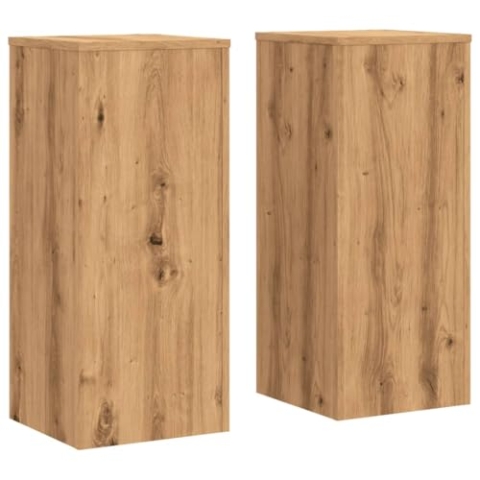 vidaXL Pflanzenständer 2 Stk., Blumenständer Hohle Konstruktion, Dekosäule Podest für Pflanzen Dekoartikel, Blumenhocker Blumensäule, Artisan-Eiche Holzwerkstoff