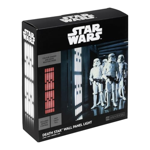 Paladone Star Wars Todesstern Wandleuchte mit Farbwechsel und Musik-Reaktionsmodi, offiziell lizenzierte ferngesteuerte LED-Wanddekoration für Schlafzimmer und Zuhause, Sammlergeschenk