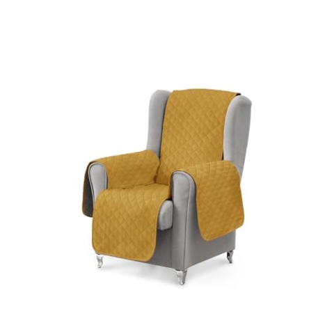 Textil-home Sesselschoner Relax Luka (Packen Sie 2 Einheiten), 1 Sitzer 55cm - Sofaüberwurf Reversibel gepolsterter Sofaschutz. Sofaschoner Senf