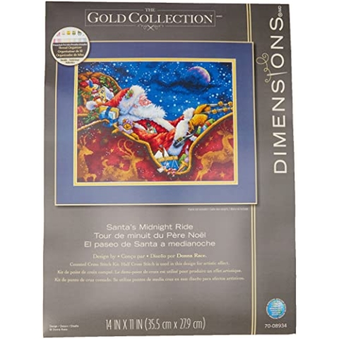 Dimensions Needlecrafts Maße Santa 's Midnight Ride Kreuzstich, Marineblau, 100% Baumwolle, Navy, 35.5 x 27.9 x 0.1 cm