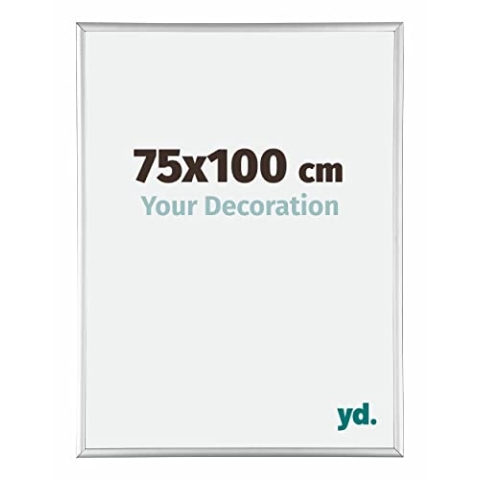 yd. Your Decoration - Bilderrahmen 75x100 cm - Silber Hochglanz - Bilderrahmen aus Aluminium mit Acrylglas - Antireflex - 75x100 Rahmen - Kent
