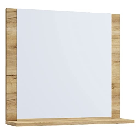 VCM Badspiegel Rahmenlos | Wandspiegel | schlankes Design | Maße ca. H. 55 x B. 60 x T. 17 cm | Wandspiegel – Lendas Honig-Eiche