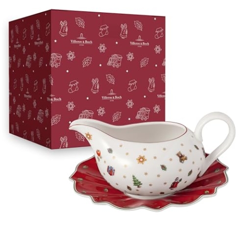 Villeroy & Boch – Toy's Delight Sauciere mit Unterteil Bunt, Soßenkännchen mit Unterteil, Soßenschale für Weihnachten Toys, Soßenkanne, Keramik Geschirr, Premium Porcelain