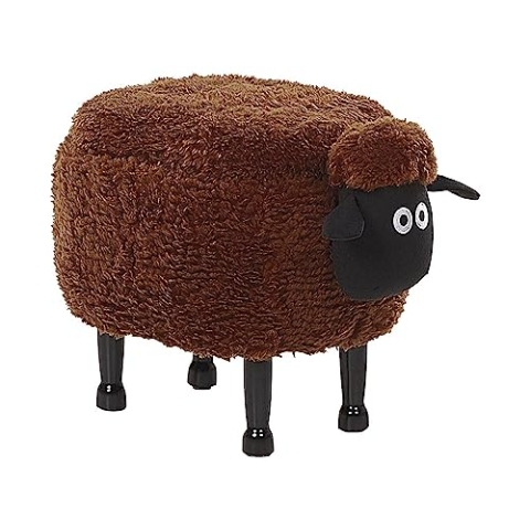 Bezaubernder Hocker für Kinder in Schaf-Form braun Felloptik mit Stauraum Sheep