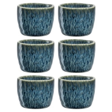 LEONARDO HOME Laonardo Matera Eierbecher Set 6-teilig - Eier Becher aus Keramik - Durchmesser 5,2 cm, Höhe 4 cm - Einfach zu reinigen, spülmaschinenfest - 6er Set in blau, 023046