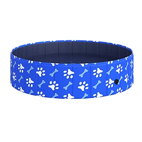 PawHut Hundepool Faltbar Planschbecken für Hunde bis 65 kg Ø120 x 30 cm rutschfest Hundebadewanne Swimmingpool Schwimmbecken für Hunde und Katzen