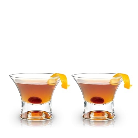 Viski Heavy Base Manhattan-Gläser aus Kristall, 2er-Set, bleifreies Premium-Kristallglas, Martini-Cocktailgläser mit Stiel, Cocktailgläser-Geschenkset, 7 Unzen (207 ml)