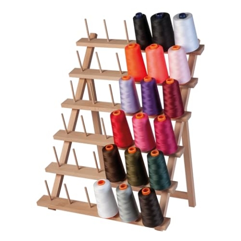 Milward Serger Garnständer – Garnrollenhalter aus Holz, freistehend oder an der Wand montiert, 36 Spulen, 43 x 57 cm