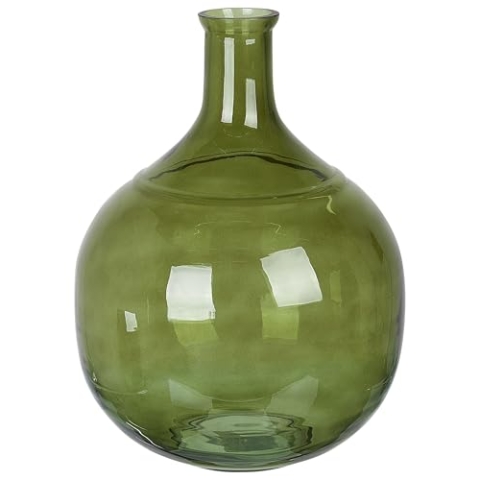 Blumenvase Glas grün 34 cm Tischdeko Ballonvase Flaschenvase Boho Modern Achaar