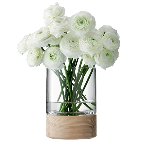 LSA Vase/Laterne Lotta mit Eschenfuß 18 cm, ash, Clear, 5.1 inches