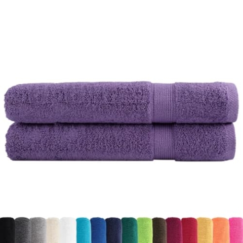 vidaXL Premium Handtücher 2 STK., Saunatuch Saugfähig, Badetuch mit Schlaufen, Strandtücher Duschtuch Gästetuch, Lila 100x200cm 600g/m² 100% Baumwolle