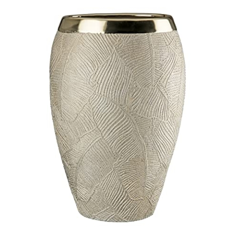 GILDE Keramik breite Vase Cascade Dekorative Vasen, Mehrfarbig, Einzigartig, Höhe 34 cm