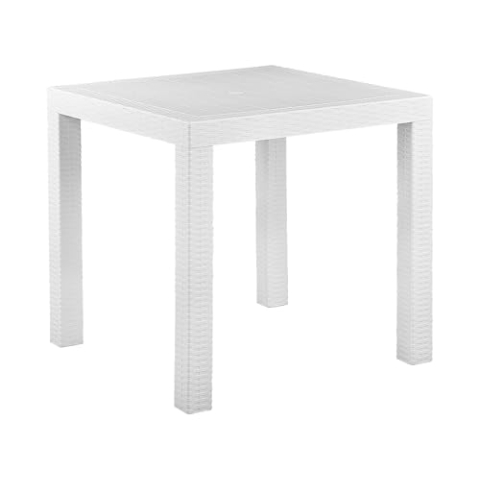 Beliani Gartentisch Rattanoptik aus Kunststoff 80 x 80 cm weiß Fossano