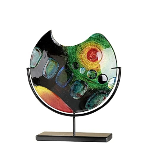 GILDE GLAS art Design-Vase - Dekoobjekt handgefertigt aus Glas H 37 cm