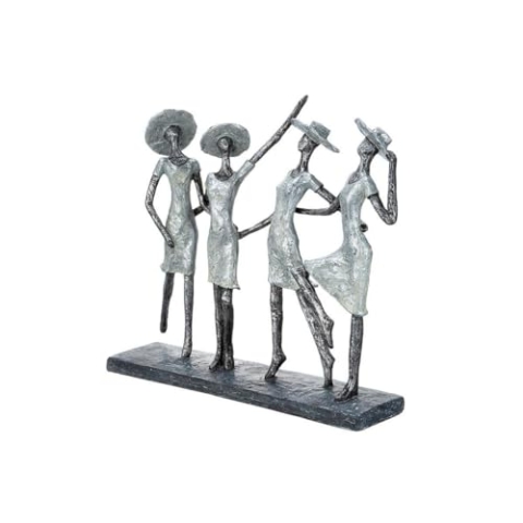 Casablanca Deko Figur Skulptur - Dekofigur Frauen aus Poly - Dekoration Wohnzimmer Fensterbank Schrank - Farbe: antik Silber 37 x 34 cm