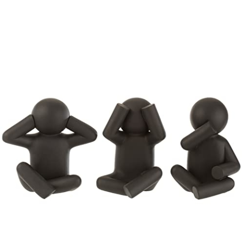 J-Line 3 er Set Figur Skulptur XXL P'tit Maurice Poly Schwarz Nicht sehen hören sprechen