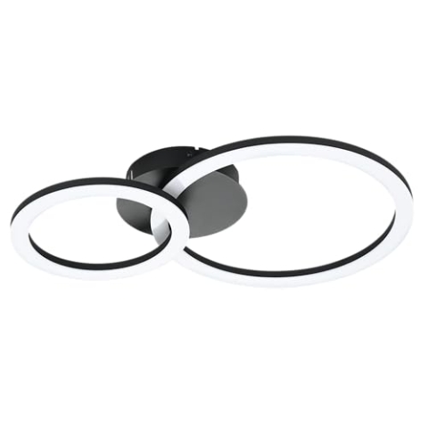 EGLO connect.z Smart-Home LED Deckenlampe Parrapos-Z, ZigBee, App und Sprachsteuerung Alexa, Lichtfarbe einstellbar (warmweiß-kaltweiß), dimmbar, Deckenleuchte schwarz weiß, 45 x 30 cm