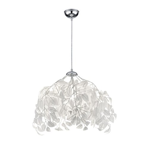 Reality Leuchten Pendelleuchte Leavy R10461901, Metall Nickel matt, Schirm Kunststoff weiß, 1 x E27, 38 x 38 x 150 cm