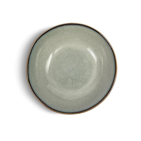 VIDI Alba Schüsselset in Salbeigrün | 6-teiliges Schüsseln Set mit Asymmetrischem Design | Ø18 Steingut Servierschüssel Ofen, Mikrowellen & Spülmaschinenfest | Geschirr set 6 person
