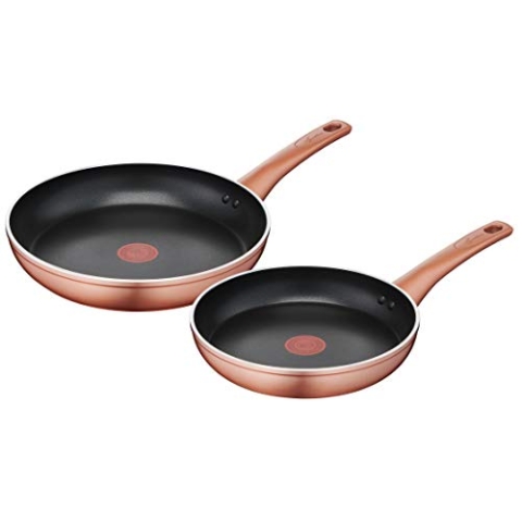 Lagostina Ramata Pfannen-Set, Kupfer-Effekt außen, Aluminium-Antihaftbeschichtung 24/28 cm