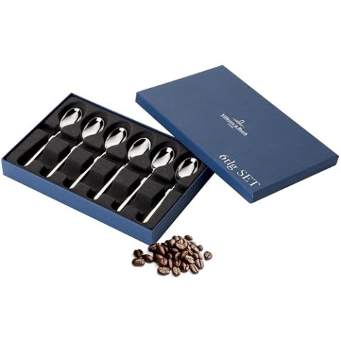 Villeroy & Boch NewWave Espressolöffel-Set, 6-teilig, Edelstahl, 20,5x13,5x3cm