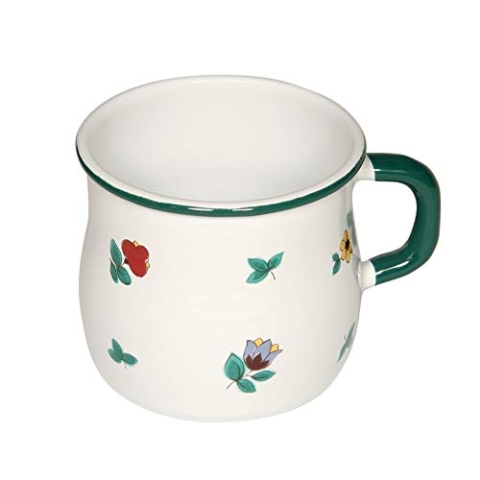Riess, 0504-049, Topf mit Bördel, gebaucht, 8 3/8 L, COUNTRY - GMUNDNER STREUBLUMEN, Durchmesser 8 cm, Inhalt 0.375 Liter, Höhe 8 cm, Emaille, weiß mit Streublumen, Induktion