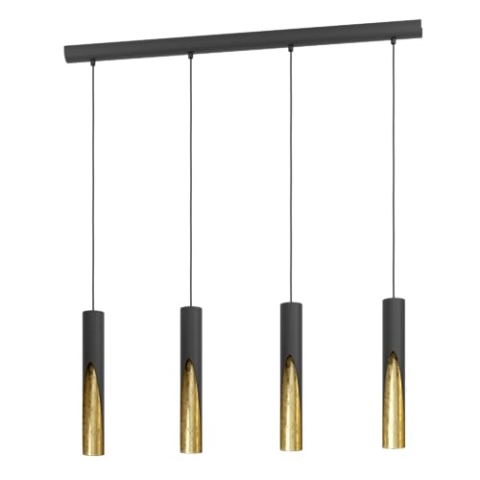 EGLO LED Pendellampe Barbotto, 3-flammige Pendelleuchte über Esstisch, indirekte Beleuchtung, Hängeleuchte aus Metall in Schwarz und Gold, Hängelampe mit GU10-Leuchtmittel, warmweiß