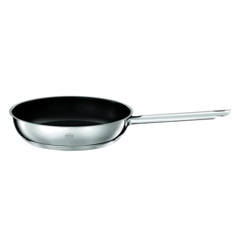 RÖSLE Elegance ProCeraPlus Bratpfanne, Antihaft und Robust - Ø 24 cm, Hitzebeständig bis 260 °C, Keramikversiegelung, silbern, Edelstahl 18/10