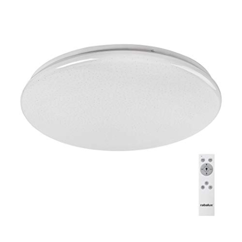 Rabalux 5445 Danny Deckenleuchte weiß eingebaute LED 36W 3000lm 3000-6500K CCT dimmbar mit Fernbedienung mit Zeitschaltfunktion Sterneffekt