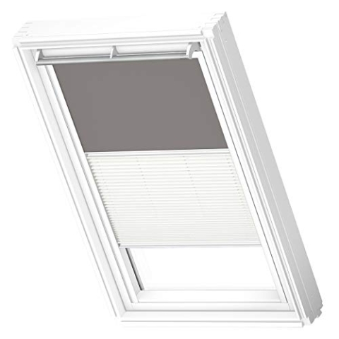 VELUX Original Dachfenster Duo Verdunkelungsrollo für MK08, Grau, mit weißer Führungsschiene