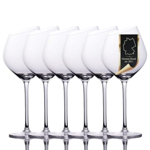 INTIRILIFE 6x Wein Glas mit moderner Kante - 470 ml Füllmenge - Rotwein Glas Kelch Spülmaschinenfest Kristallglas stoßfest