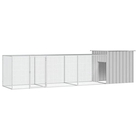 vidaXL Hühnerkäfig Grau 400x91x100cm Verzinkter Stahl Hühnerstall Hühnergehege
