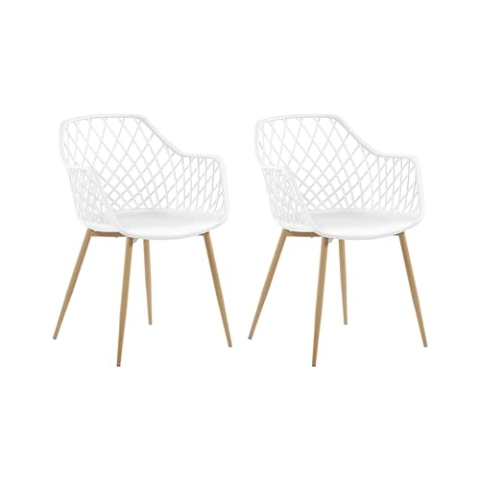 Beliani Moderner weißer Stuhl im edlen Rautendesign im 2er Set Nashua