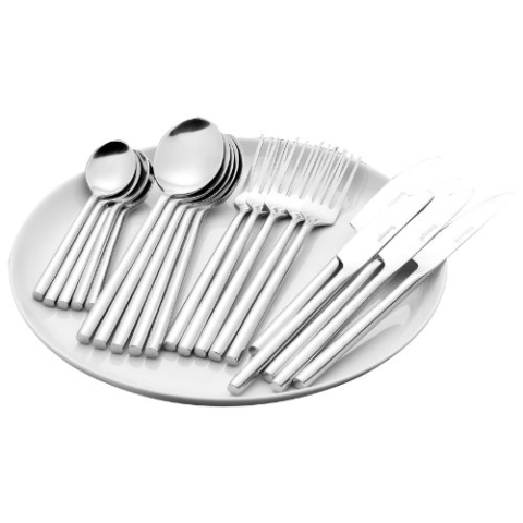 24-teiliges 142-030 Besteckset Silke, aus Edelstahl 18/0 poliert, geschmiedete Qualität, für 6 Personen, Silberfarben