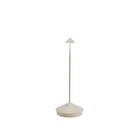 Zafferano, Pina Pro Lampe, Wiederaufladbare und Kabellose Tischlampe mit Touch Control, Geeignet für den Innen- und Außenbereich, Dimmer, 2700 K, Höhe 29 cm, Farbe Sand