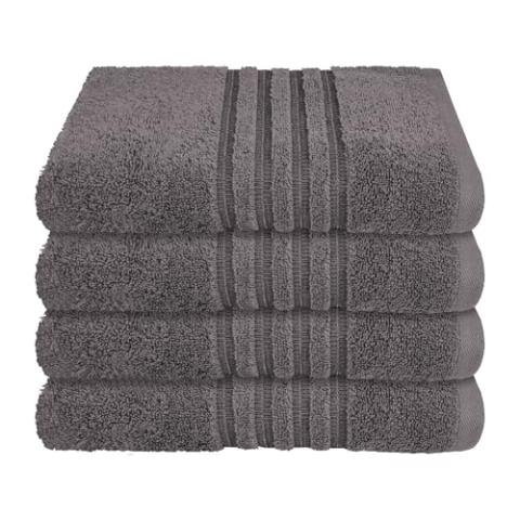Schiesser Frottier Handtuch Milano im 4er Set | 100% Baumwolle aus nachhaltiger Produktion | weich, saugstark, farbecht | 50x100cm | Dunkelgrau | Anthrazit