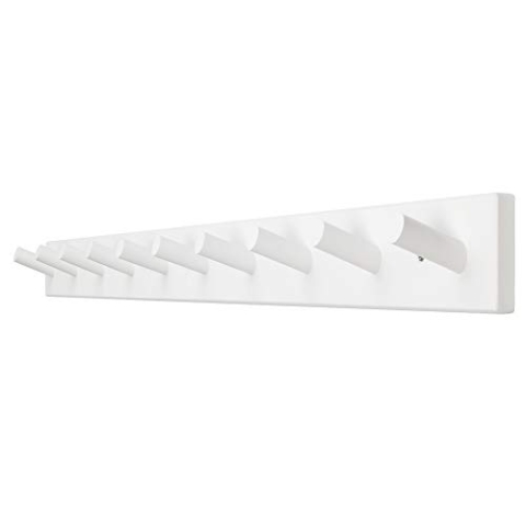 Dseap Wandgarderobe – 10 Klammerhaken, 96 cm lang, robuste Wandgarderobe, Kleiderhaken für Kleidung, Hut, Jacke, Kleidung, Weiß
