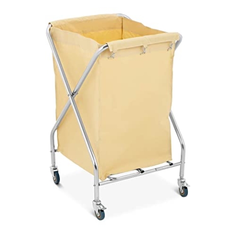 Royal Catering RCWW 3 Wäschewagen 200 l Volumen 4 Gummirollen 2 Feststellbremsen Karabiner Edelstahl Wäschekorb Wäschesammler Wäschebox
