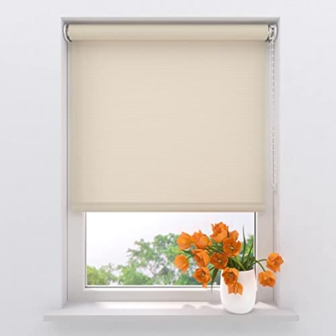 Radeco® Lichtdurchlässiges Rollo 60 x 190 cm Creme, Größen von 40 bis 240 Breite, ohne Bohren möglich, Rollo wandmontage, Rollo 60 cm breit, Fenster rollos für innen, rollos für Fenster