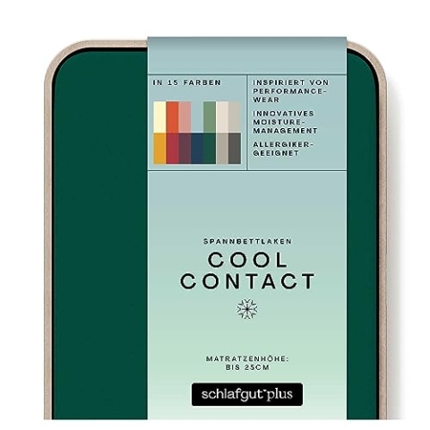 schlafgut Cool Contact Microfaser Spannbettlaken bis 200x200cm, Green Deep kühlend kalt