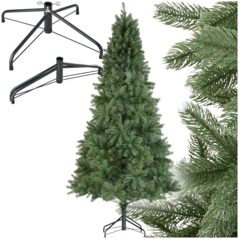 tectake® Künstlicher Weihnachtsbaum mit Spritzgussnadeln, naturgetreue Optik, platzsparend verstaubarer Tannenbaum künstlich, Weihnachtsbaum künstlich als Weihnachtsdeko, grün - 230 cm, 1346 Nadeln