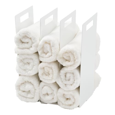 Yamazaki 4316 Tower Towel Organizers (Set of 2), White, Steel, 14.5 x 14.5 x 30 cm