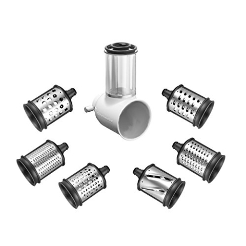 Kitchenaid KSMVSA+KSMEMVSC Gemüseschneider Set, Edelstahl, Silber, Weiß, 7- teilig