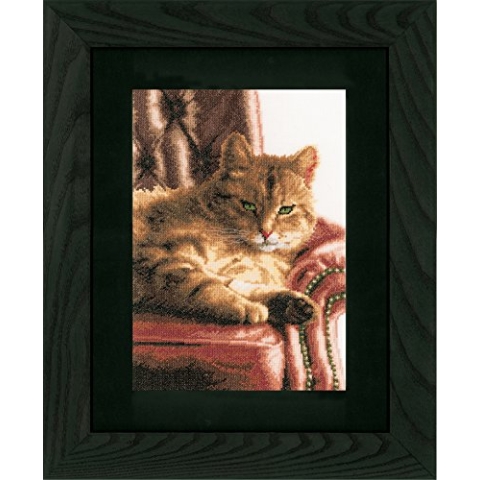 LANARTE PN Zählmusterpackung Katze im Sessel Zählstoff Kreuzstichpackung, Baumwolle, Mehrfarbig, 24 x 34 x 0.3 cm