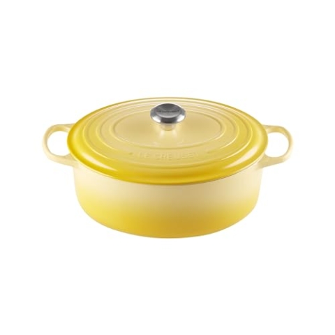 Le Creuset Signature Gusseisen-Bräter mit Deckel, Ø 31 cm, Oval, Für alle Herdarten und Induktion geeignet, Volumen: 6,3 l, 5,705 kg, Soleil, 21178314032430